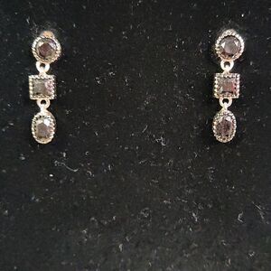 FZN 925 Sterling Faceted Dark Smoky Quartz or Black Spinel Colored Crystals/CZ S